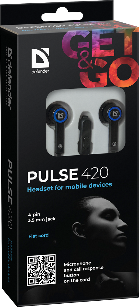 Наушники Defender Pulse 420 с микрофоном от интернет-магазина kancelyar.by