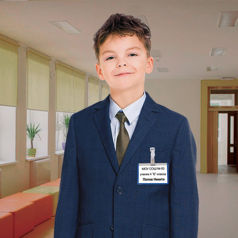 Бейдж 90*55мм Brauberg, с клипом на шнурке