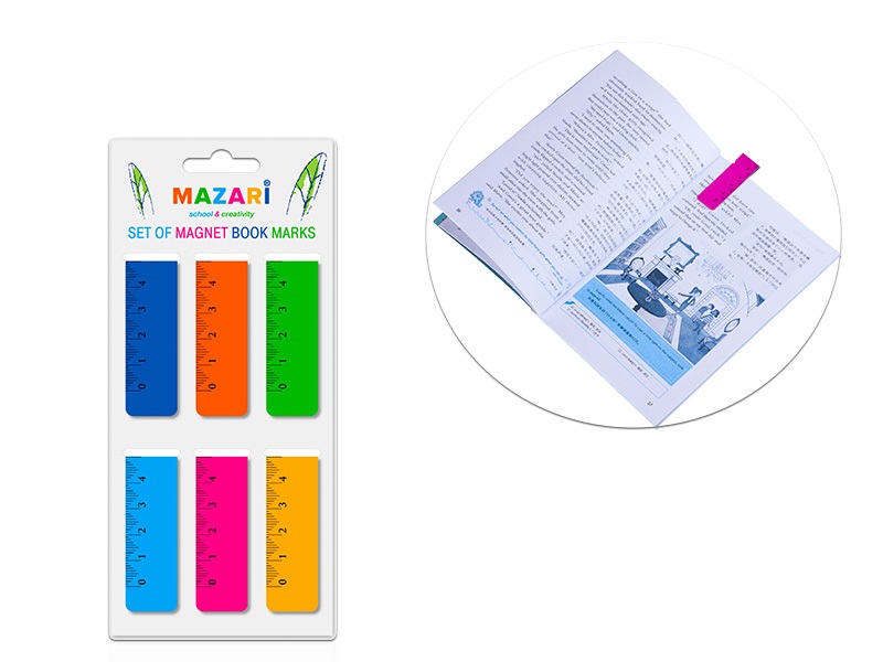 Закладки магнитные 6шт, 12*2см