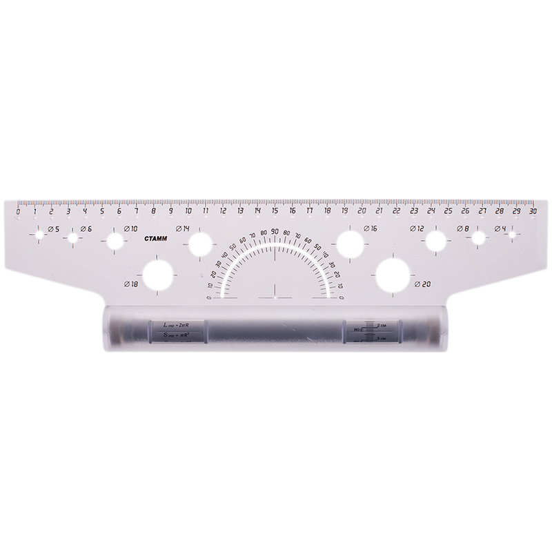 Линейка-рейсшина 30см, СТАММ, металлический ролик