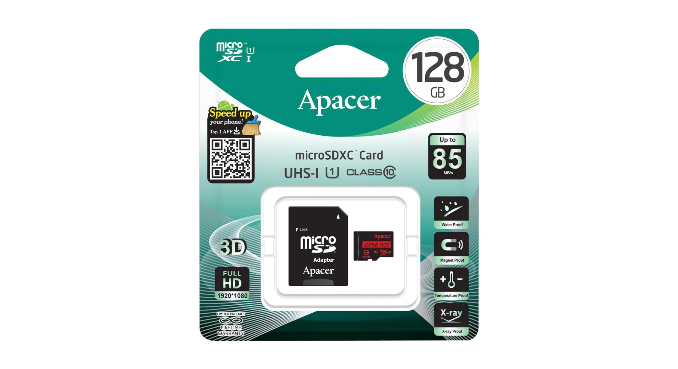 Карта памяти 128Gb Apacer AP128GMCSX10U5-R от интернет-магазина kancelyar.by