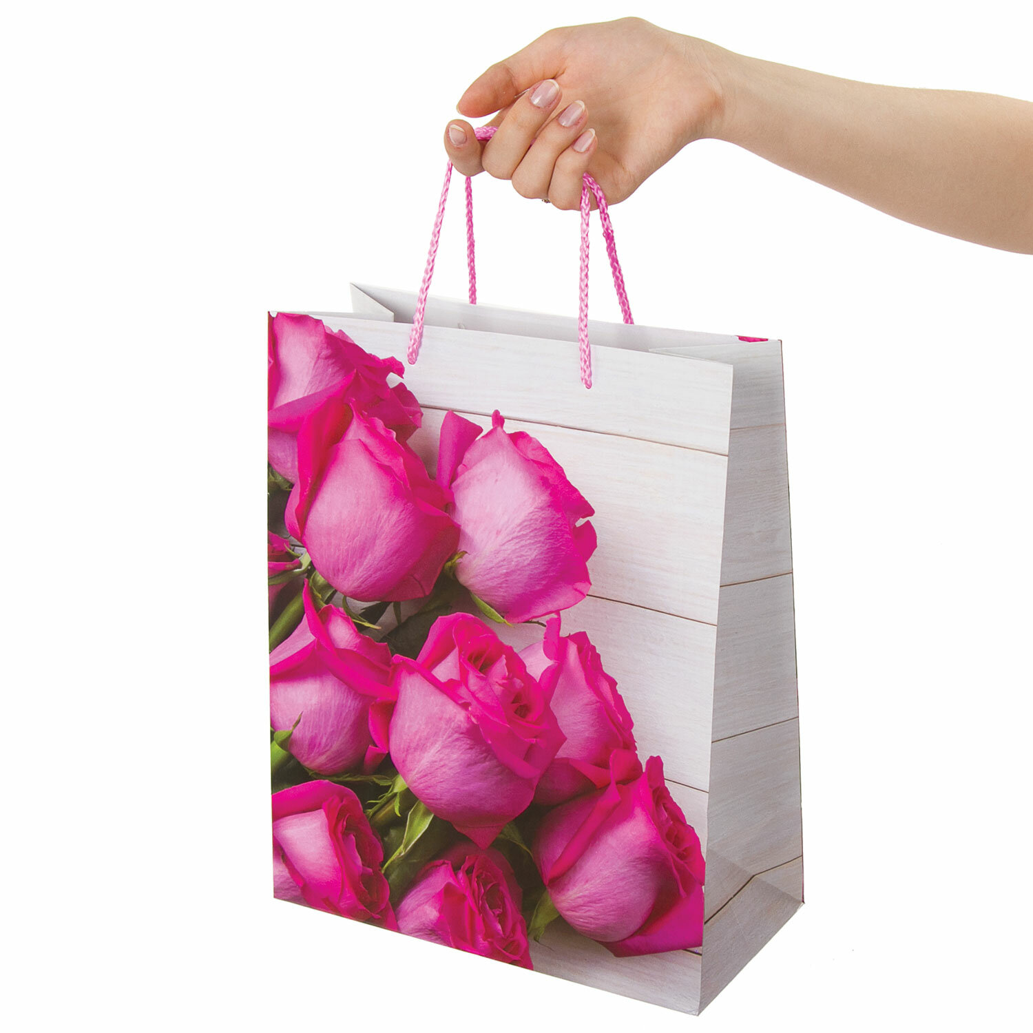 Пакет подарочный, "Розовые розы", бумажный от интернет-магазина kancelyar.by