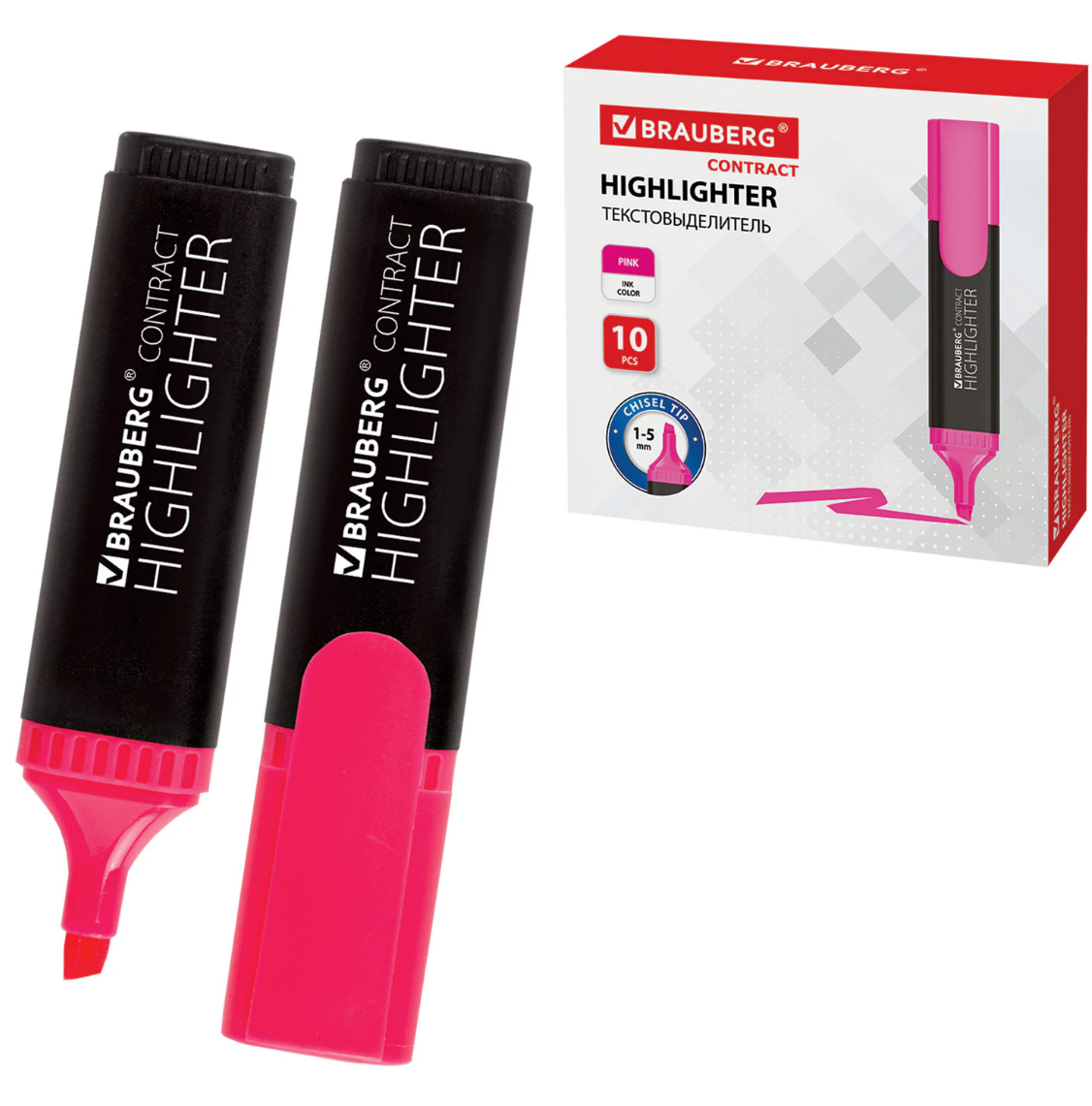 Текстовыдилитель Brauberg "Contact", розовый