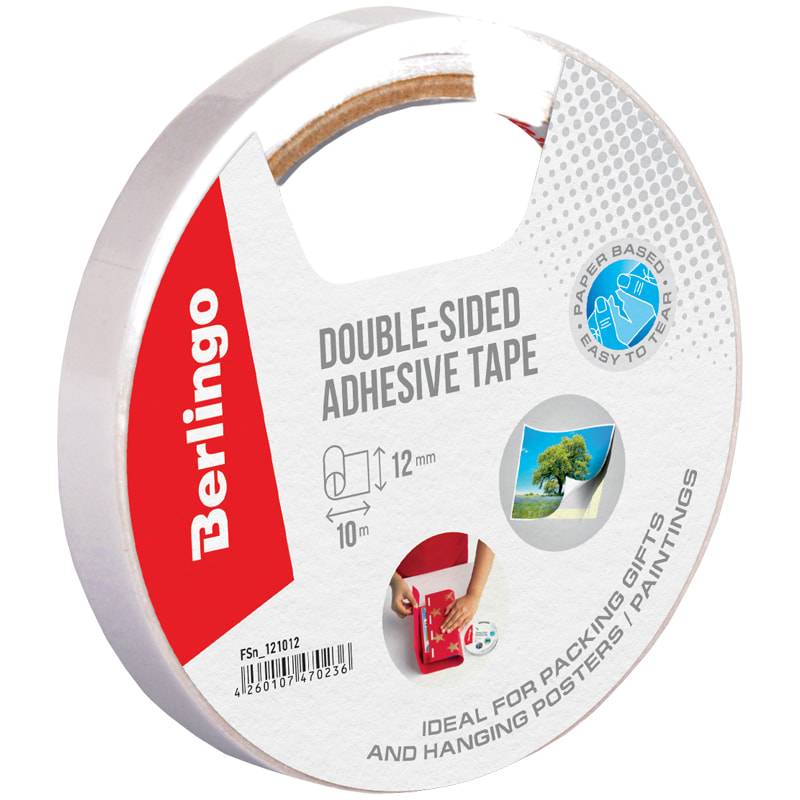 Скотч двусторонний 12мм*10м, полипропилен