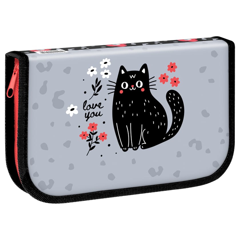 Пенал 1-секционный "Black Cat with Flower" от интернет-магазина kancelyar.by