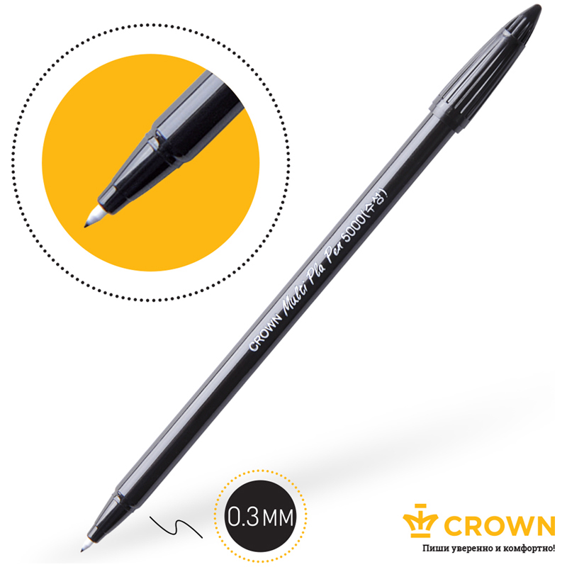 Ручка капиллярная, Crown "MultiPla", черная от интернет-магазина kancelyar.by