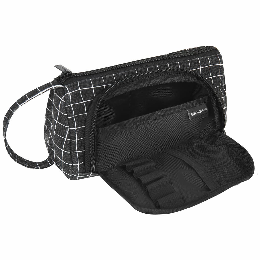 Пенал-косметичка "Checkered black" Brauberg от интернет-магазина kancelyar.by