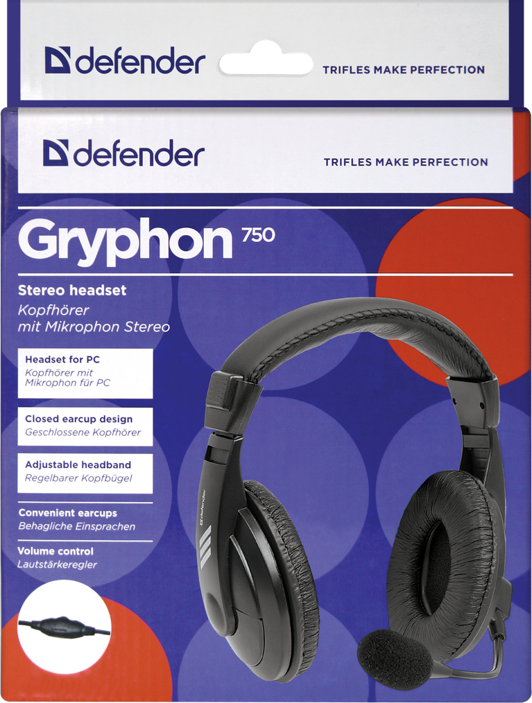 Наушники Defender Gryphon 750, с микрофоном