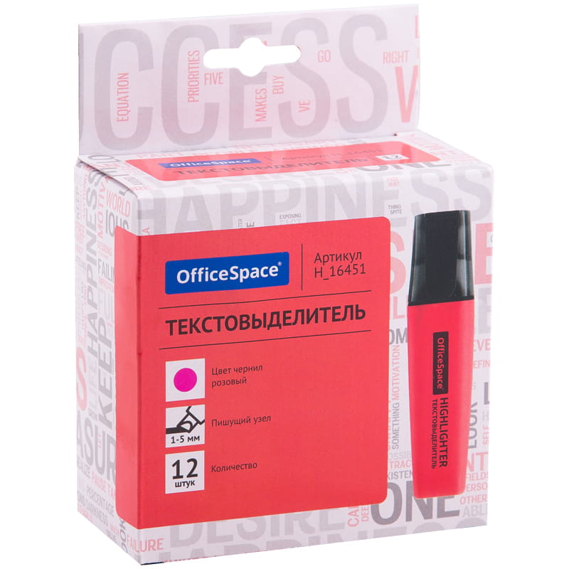 Текстовыдилитель OfficeSpace, 1-5мм, розовый