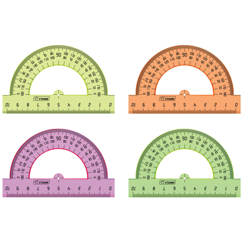 Транспортир 10см, 180 градусов, NEON Crystal