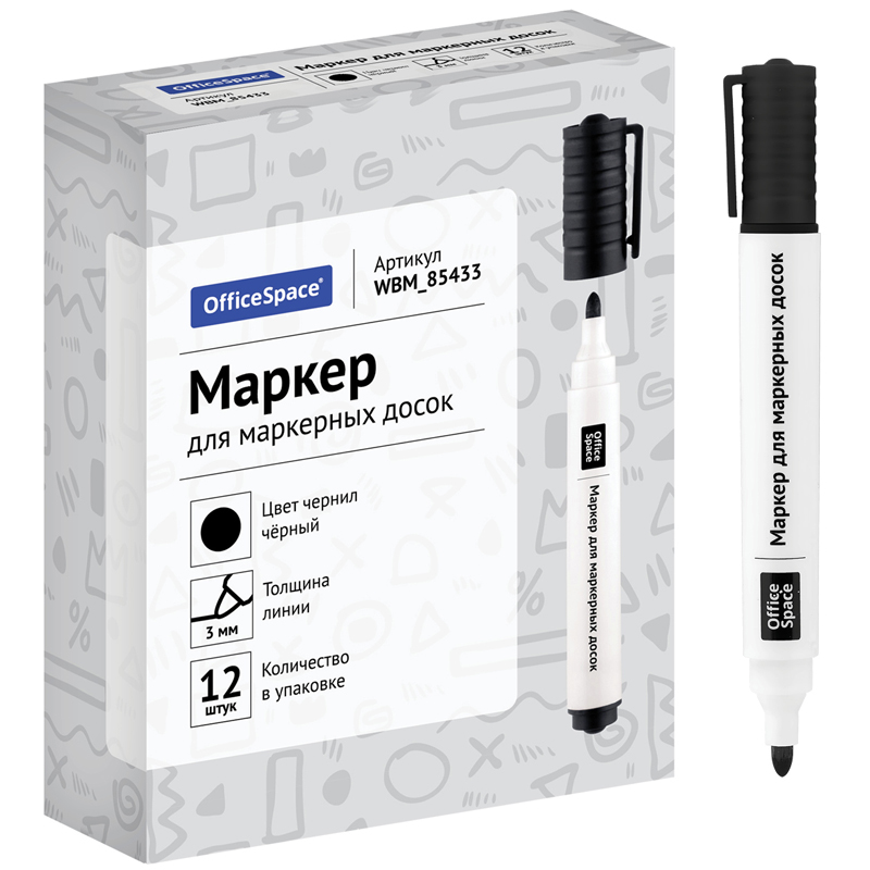 Маркер для доски, 3мм, черный OfficeSpace от интернет-магазина kancelyar.by