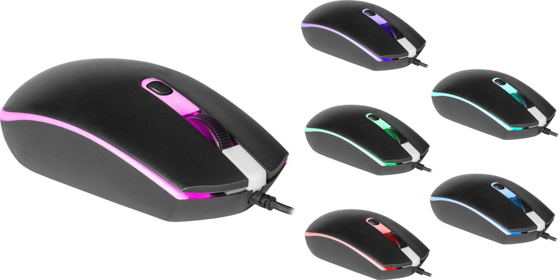 Мышь Defender МB-986, черная, 7 цветов