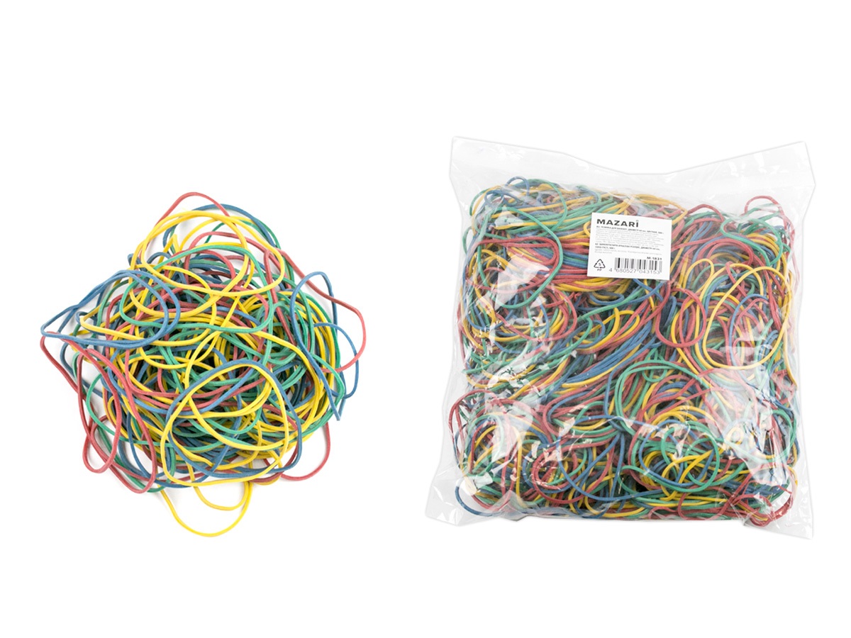 Резинки банковские, d=60mm, 500г, цветные