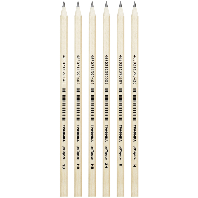 Карандаш "Графика", набор 6шт, 2H-2B
