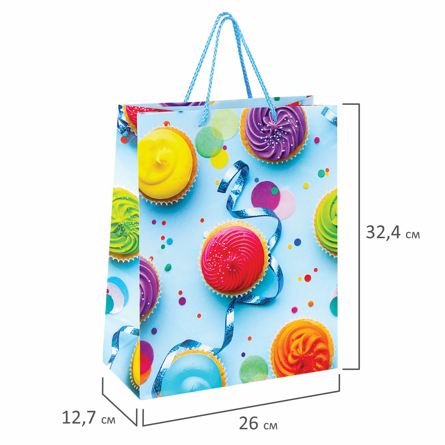 Пакет подарочный, "Кексики", бумажный