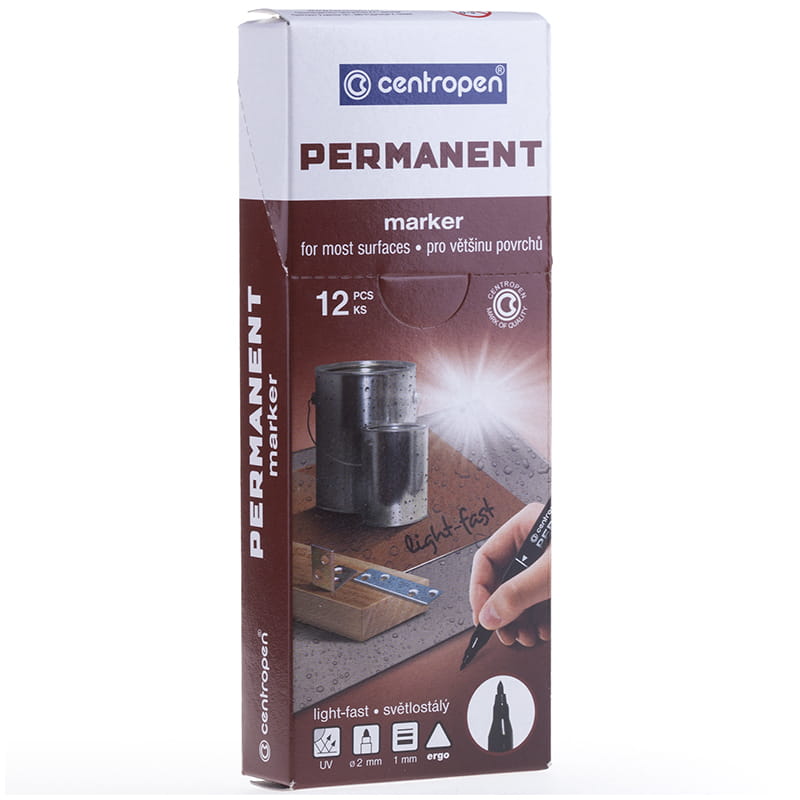 Маркер перманентный Centropen 2536, 1мм, черный