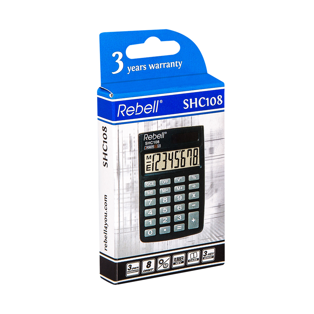 Калькулятор Rebell RE-SHC108 BX, 8 разрядов от интернет-магазина kancelyar.by