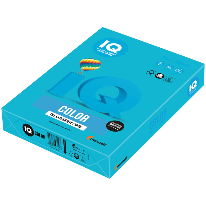 Бумага цветная  А4 "IQ Color",1лист, светло-синий, для принтера от интернет-магазина kancelyar.by
