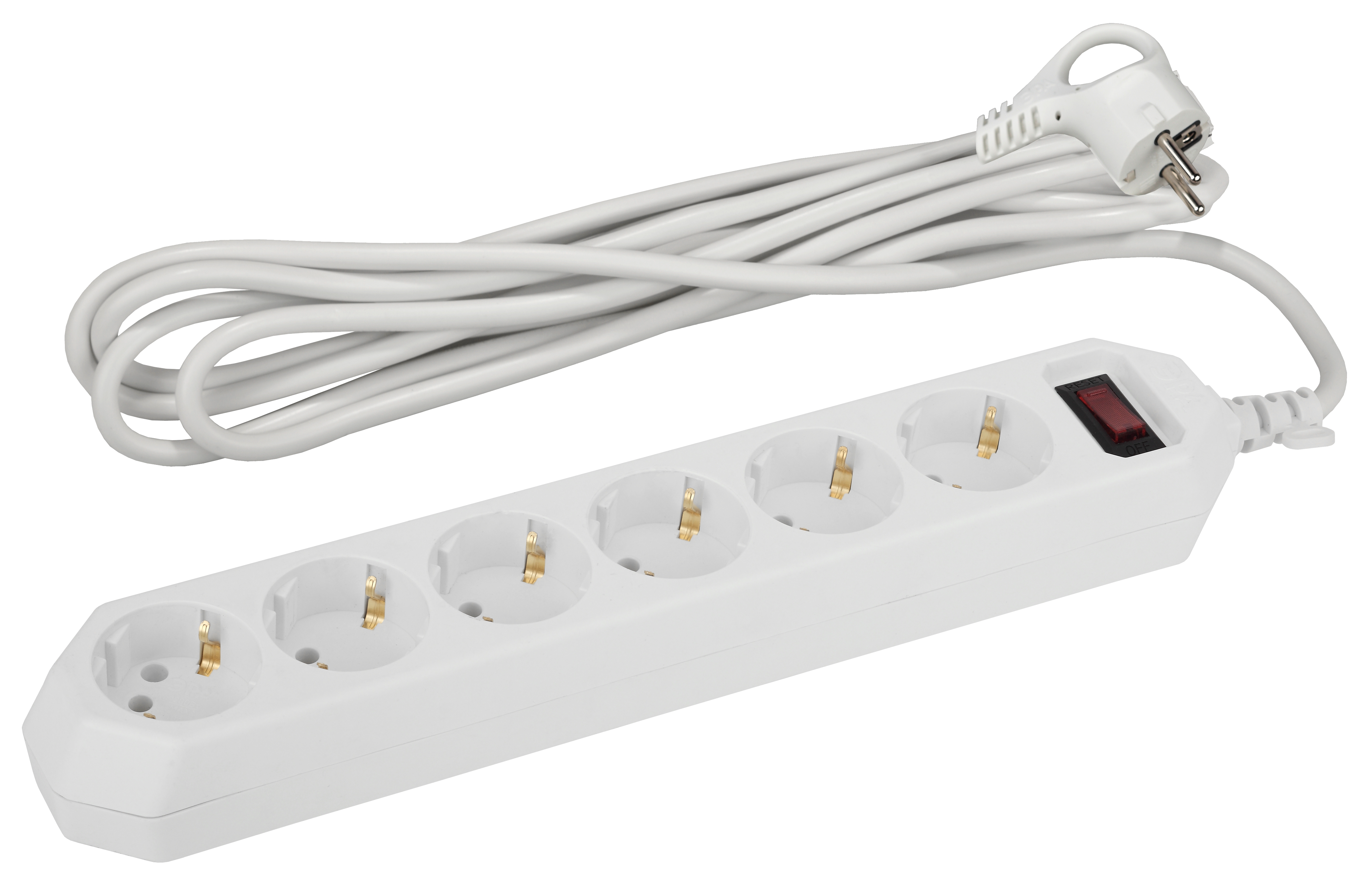 Сетевой фильтр ЭРА 5м, 6 розеток, белый