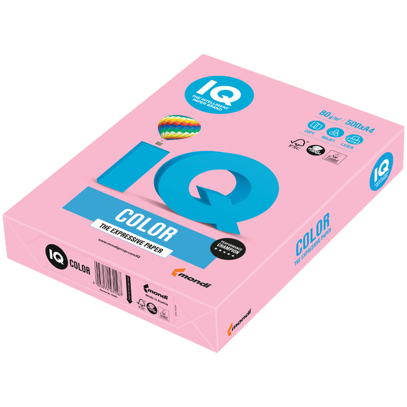 Бумага цветная  А4 "IQ Color",1лист, розовый фламинго, для принтера от интернет-магазина kancelyar.by
