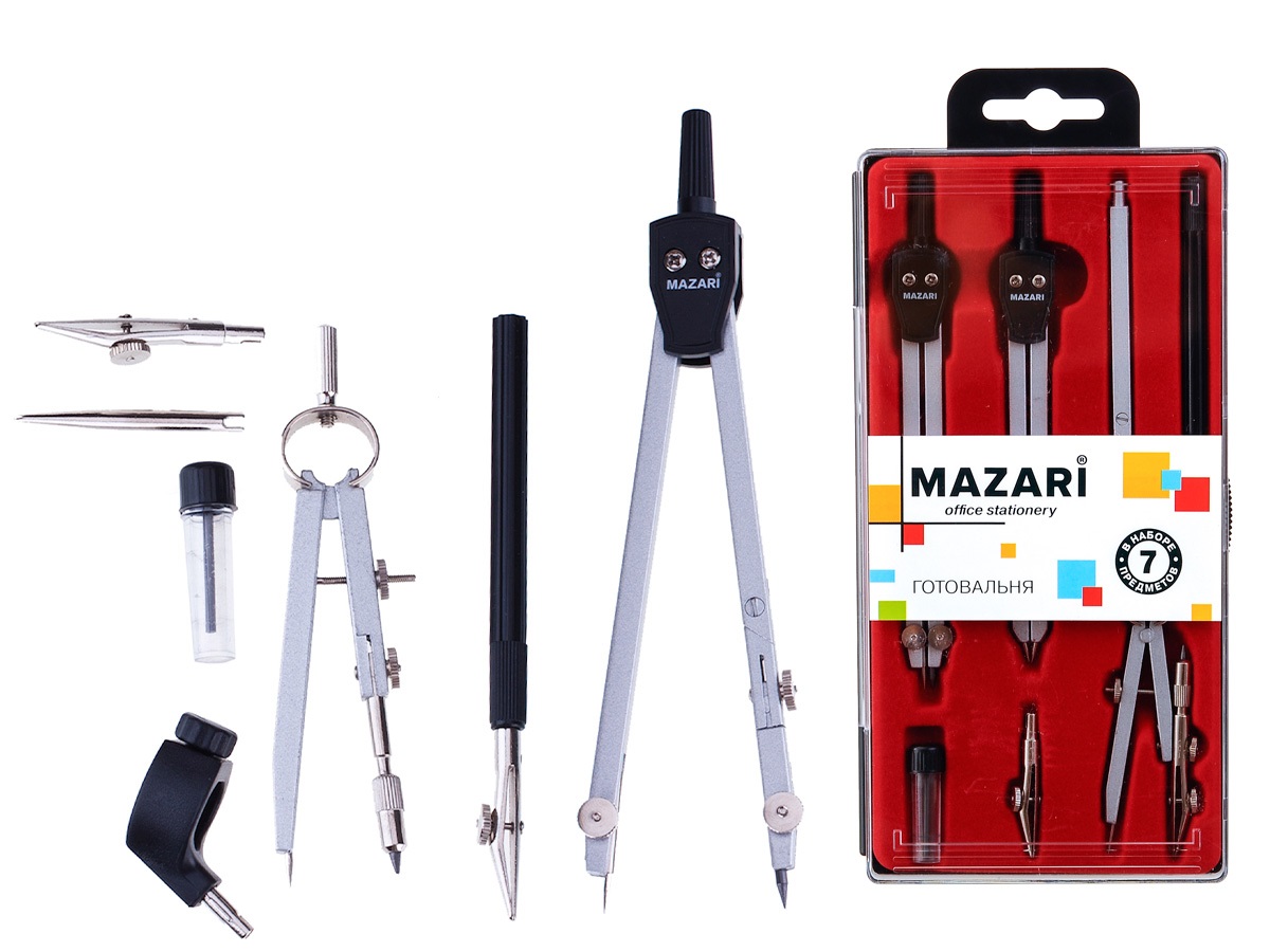 Готовальня Mazari M-4508, 7 предметов от интернет-магазина kancelyar.by