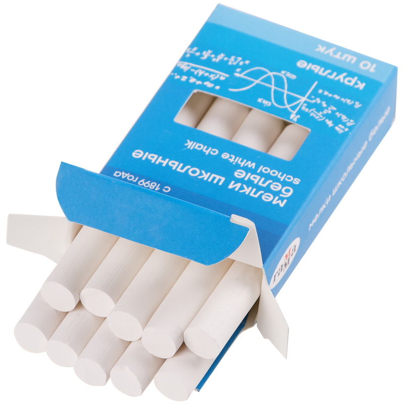 Мел белый круглый 10шт, мягкий, Гамма