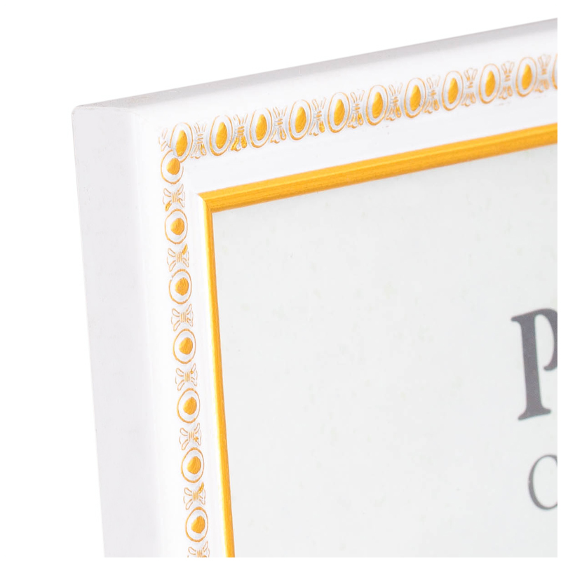 Фоторамка А4, пластик, №9 белый/золото