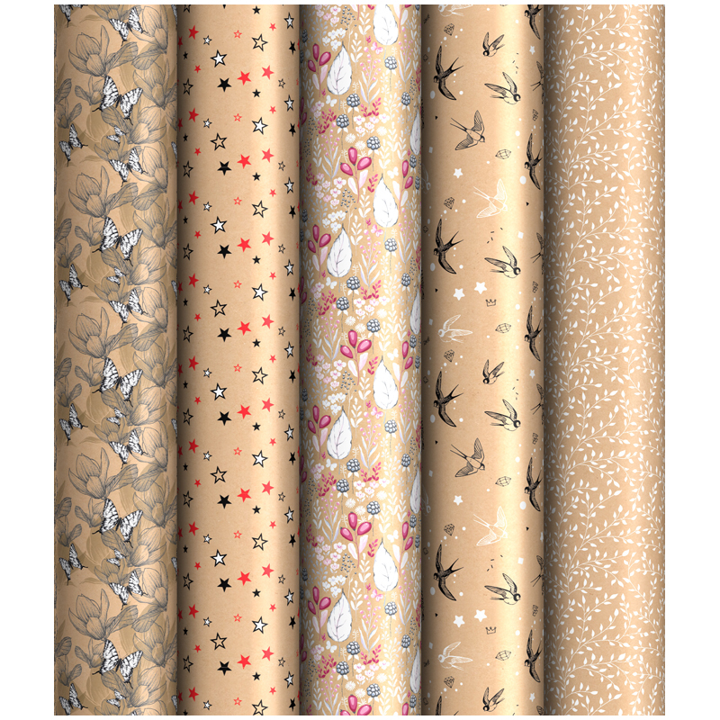 Бумага упачковочная крафт, "Женский стиль", 70*100см, 5 дизайнов