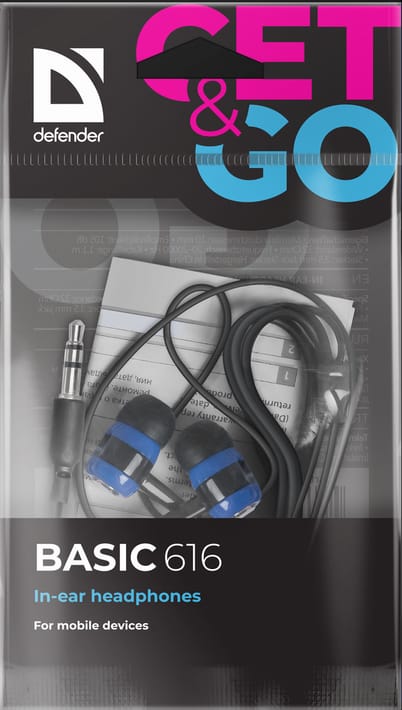 Наушники Defender Basic 616, черно-синие от интернет-магазина kancelyar.by