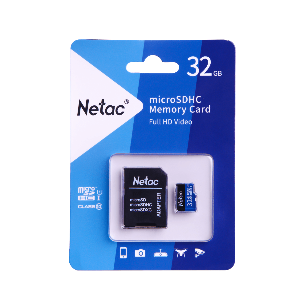 Карта памяти 32Gb Netac P500 Standart, с адаптером