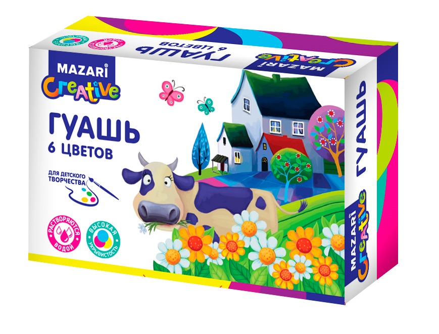 Гуашь 6цв. Mazari от интернет-магазина kancelyar.by