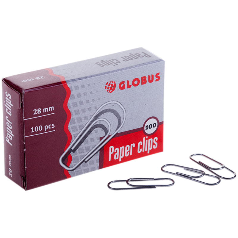 Скрепки 28мм, Globus, металлические