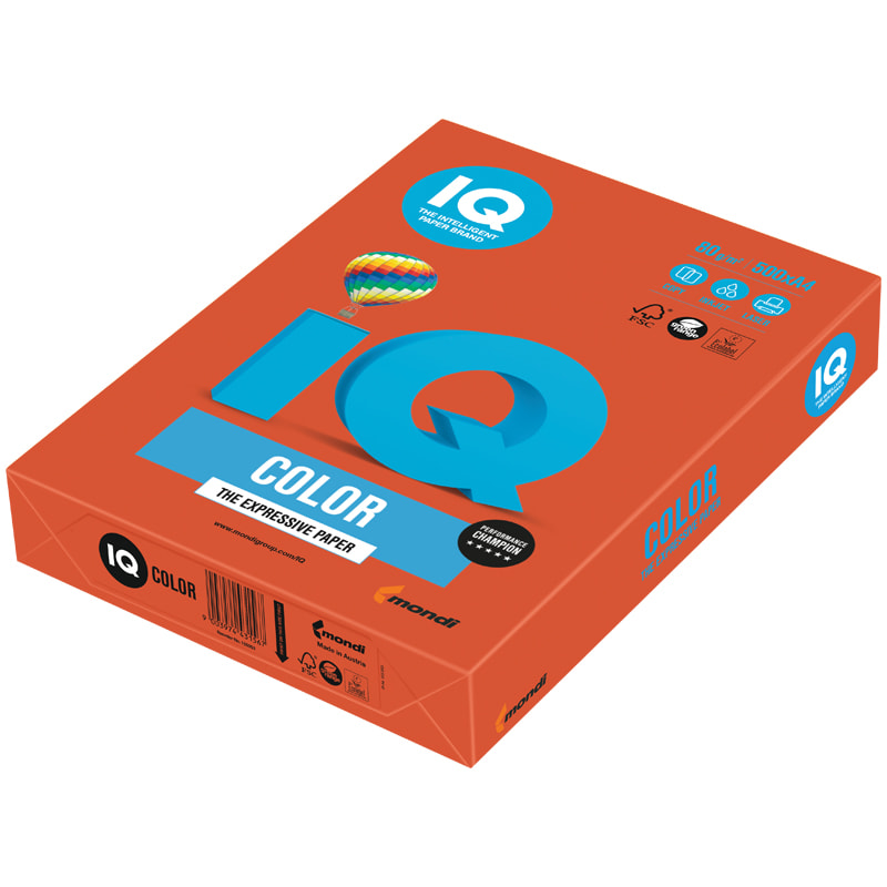 Бумага цветная  А4 "IQ Color",1лист, кирпично-красный, для принтера от интернет-магазина kancelyar.by