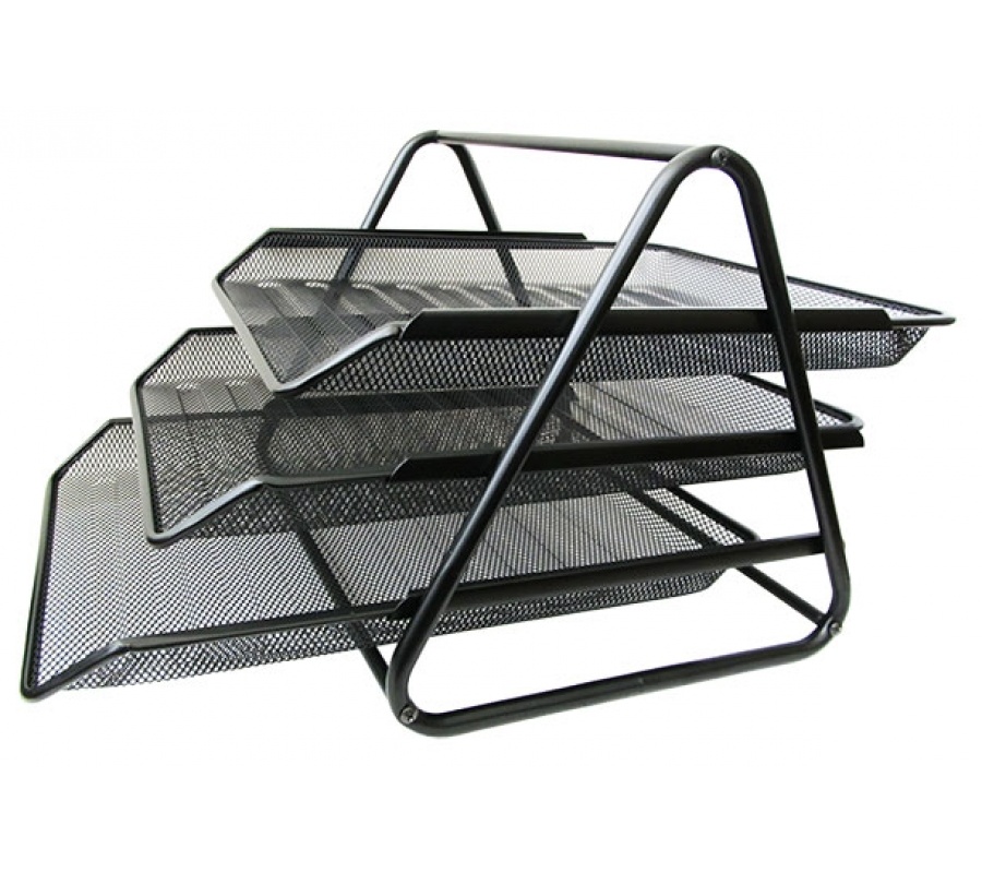 Лоток гориз. 3-отделения, метал., черный Deli