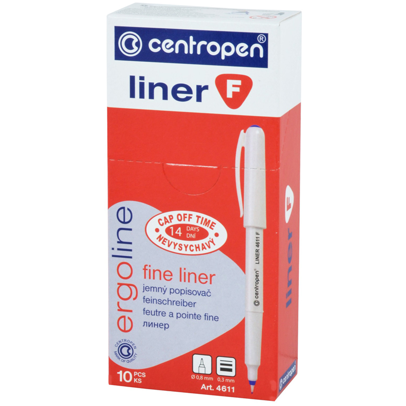 Ручка капиллярная, Centropen "Liner 4611", красная от интернет-магазина kancelyar.by