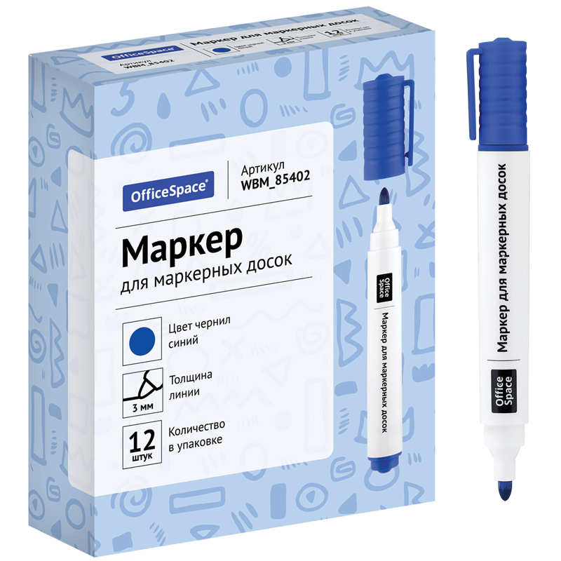 Маркер для доски, 3мм, синий OfficeSpace