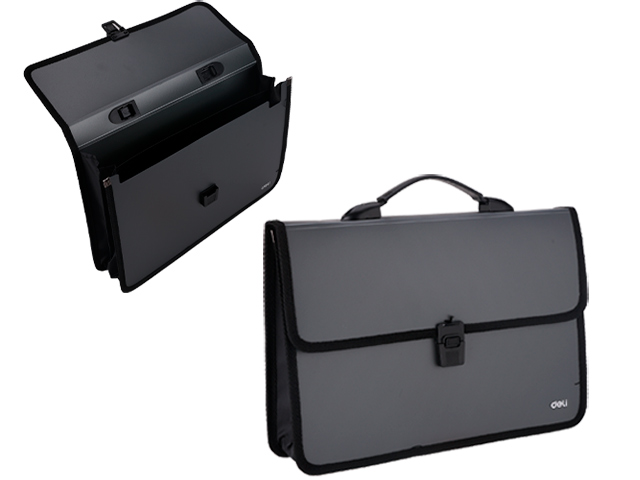 Портфель пластиковый, Deli B50312, серый от интернет-магазина kancelyar.by