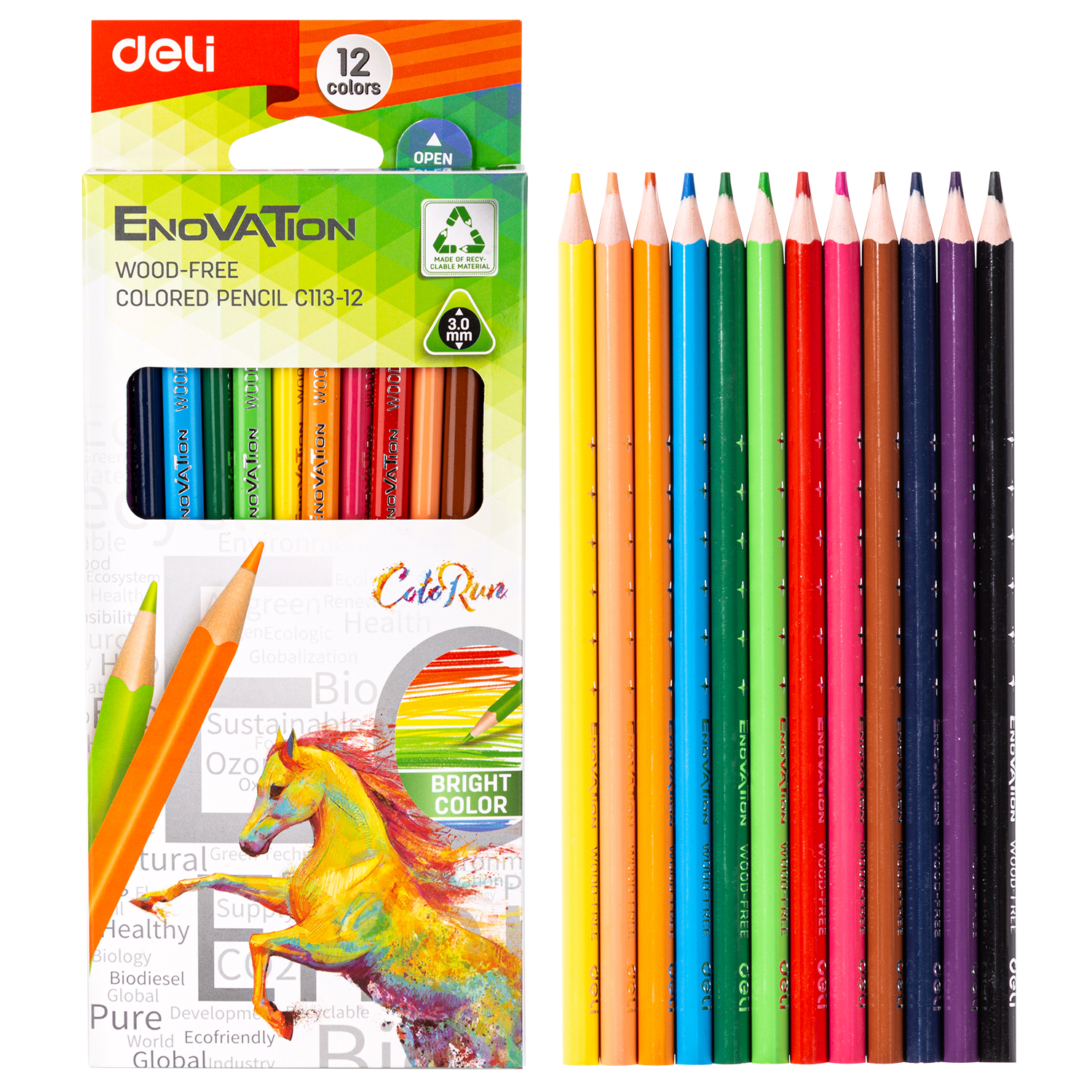 Карандаши цв. 12цв. "Enovation", Deli