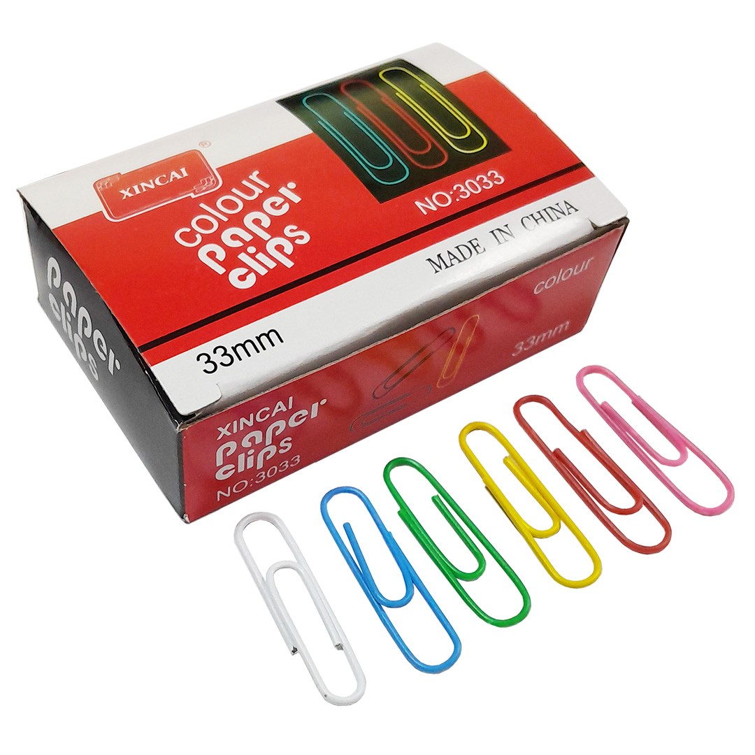 Скрепки 33мм, Gross, цветные, 100шт