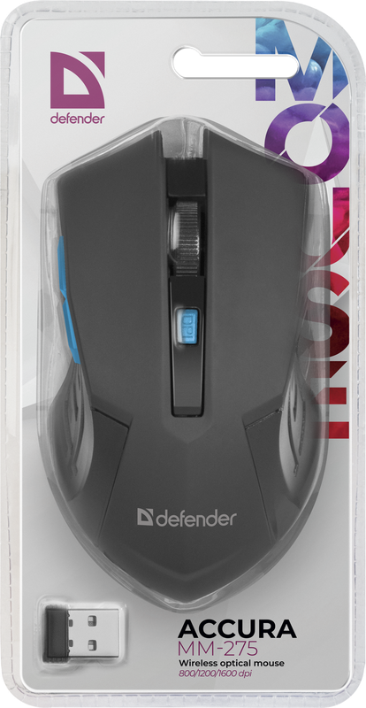 Мышь Defender Accura ММ-275, беспроводная, синяя
