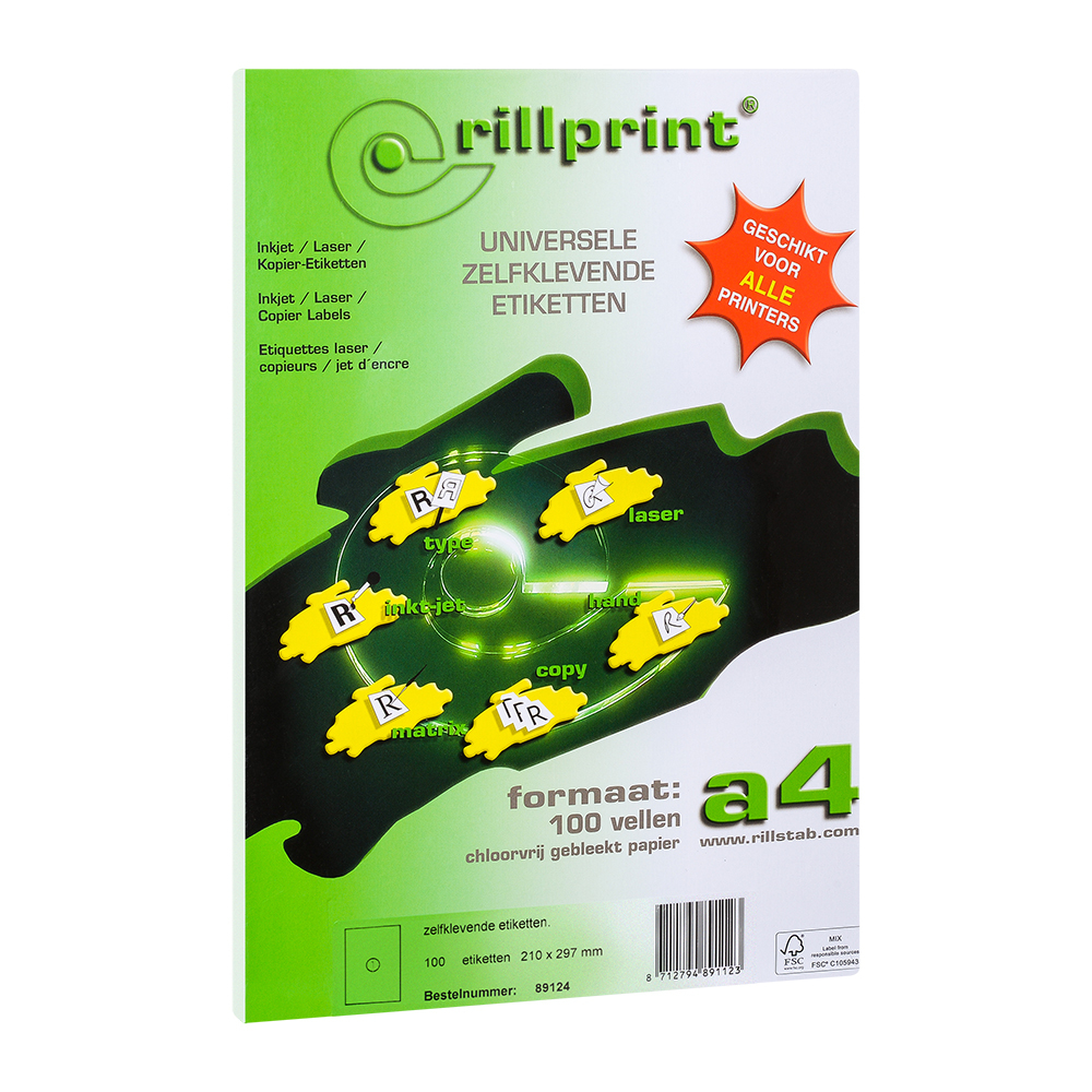 Бумага Rillprint самоклеящая, A4, белая, 1лист от интернет-магазина kancelyar.by