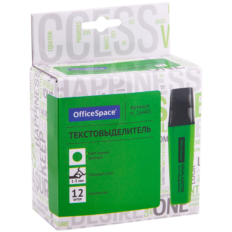 Текстовыдилитель OfficeSpace, 1-5мм, зеленый от интернет-магазина kancelyar.by
