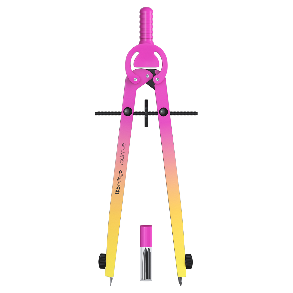 Циркуль Berlingo "Radiance", 17см, желтый/розовый