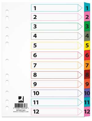 Разделители листов "Mylar" Q-connect A4, 12 делений, картон от интернет-магазина kancelyar.by