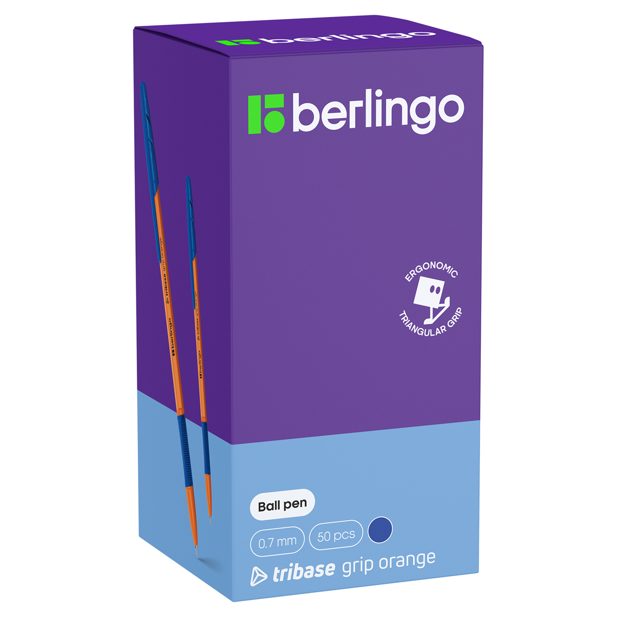 Ручка шарик. "Tribase grip orange" Berlingo, синяя от интернет-магазина kancelyar.by