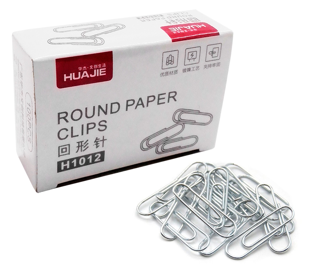 Скрепки 28мм, Hua Jie, никель, 100шт