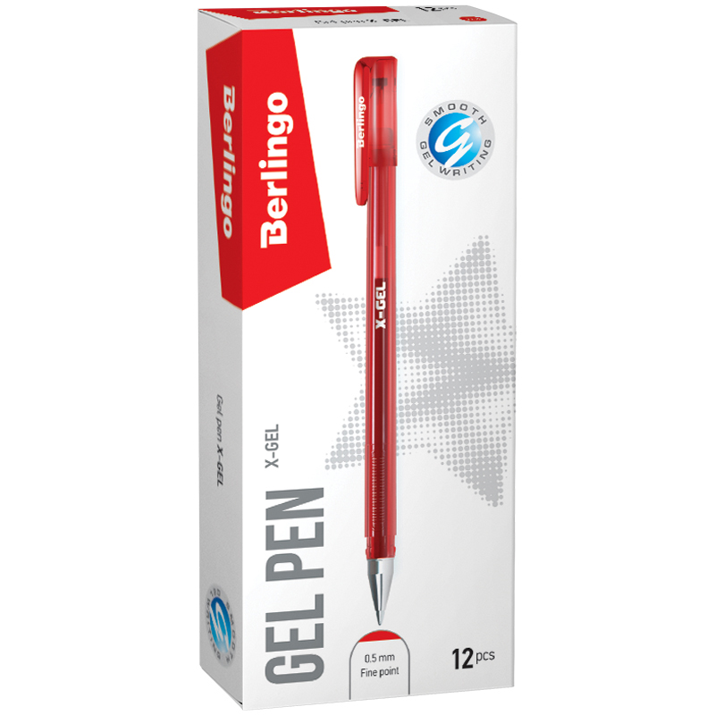 Ручка гелевая "X-Gel", красная
