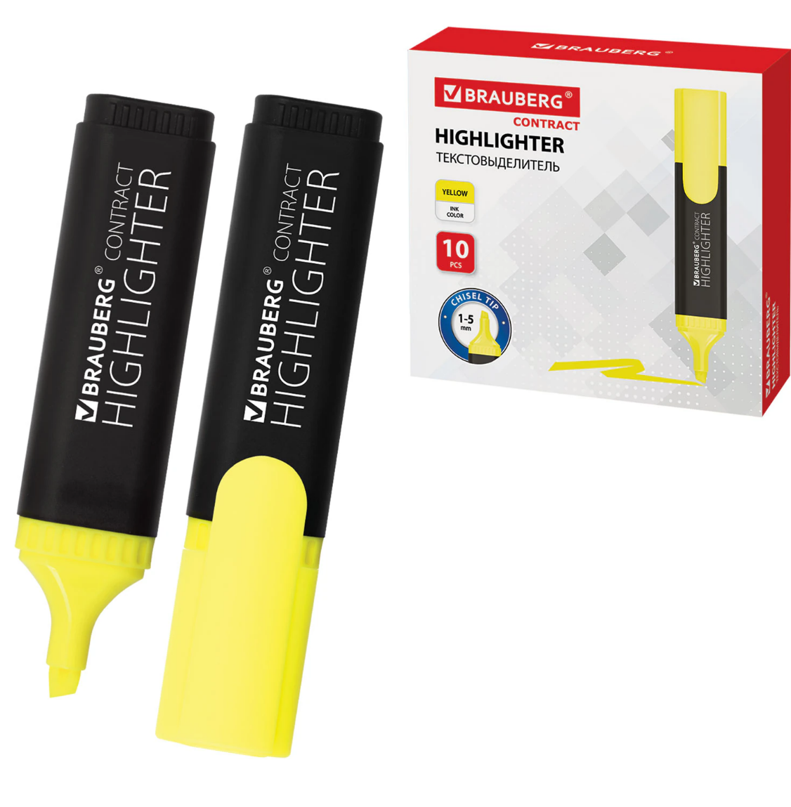 Текстовыдилитель Brauberg "Contact", желтый