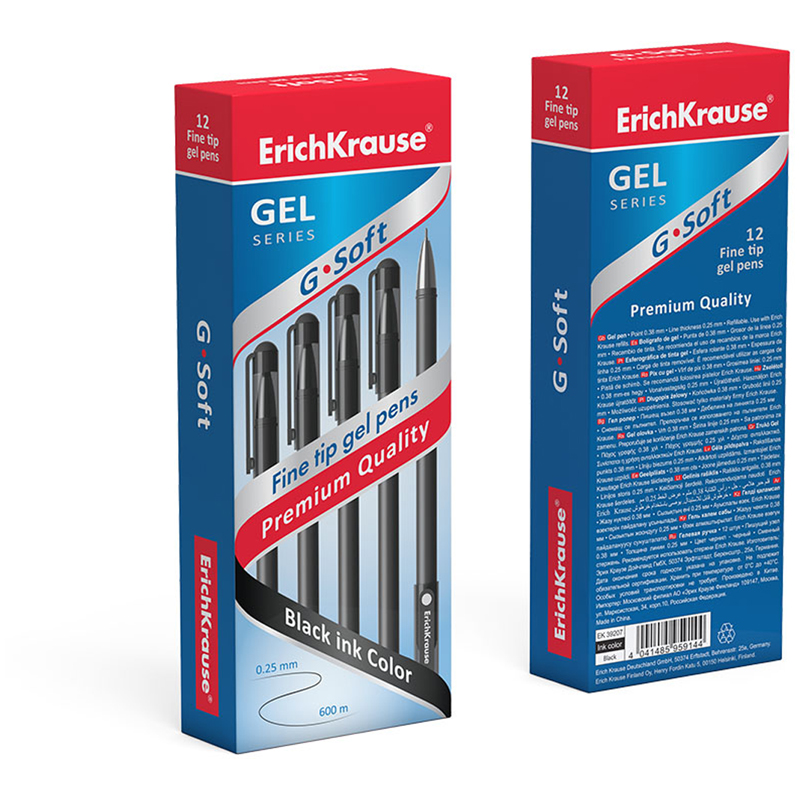 Ручка гелевая "G-Soft", 0.38mm, черная, Erich Krause