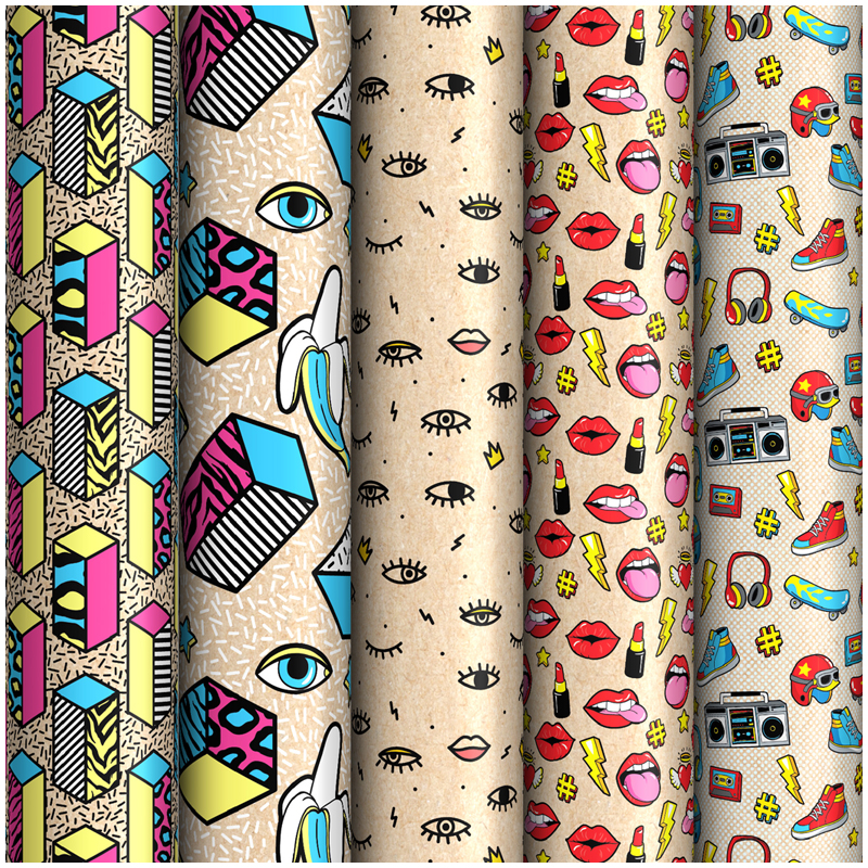 Бумага упачковочная крафт, "Гламурный рок", 70*100см, 5 дизайнов